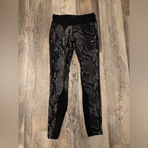 Nike Black and Gray Snake Print Leggings